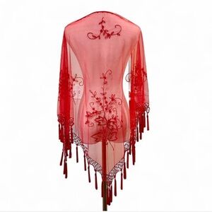 NWT Y2K Fairycore Shawl Fringe Whimsigoth Whimsy Red Romantic Deadstock
